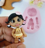 Molde de silicona muñeca tropical para porcelana fría con piezas separadas, Moana