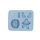 Molde de silicona muñequitas fofurinhas con cavidades para cabeza, cuerpo y detalles, ideal para porcelana fría Angela Moldes.