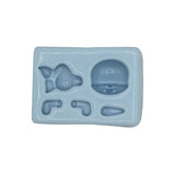 Molde de silicona para mini sirenita con cavidades para cabeza, cuerpo y detalles, Angela Moldes.