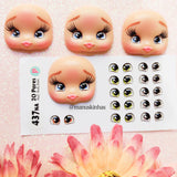 Ojos resinados para porcelana fría y otros materiales como arcilla polimerica de secado al aire, fieltro o goma eva. Varios colores y diferenes tamaños.