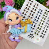 Ojos resinados para porcelana fría y otros materiales como arcilla polimerica de secado al aire, fieltro o goma eva. Varios colores y diferenes tamaños.