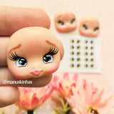 Ojos resinados para porcelana fría y otros materiales como arcilla polimerica de secado al aire, fieltro o goma eva. Varios colores y diferenes tamaños.