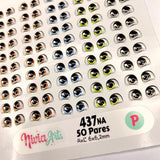 Ojos resinados para porcelana fría y otros materiales como arcilla polimerica de secado al aire, fieltro o goma eva. Varios colores y diferenes tamaños.