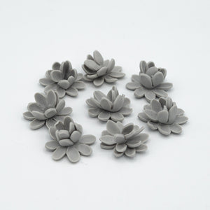 Pack de 8 flores grises de porcelana fría