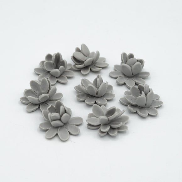 Pack de 8 flores grises de porcelana fría