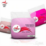 Masa para biscuit y porcelana fría color rosa, marca Fênix Art, paquete 90g